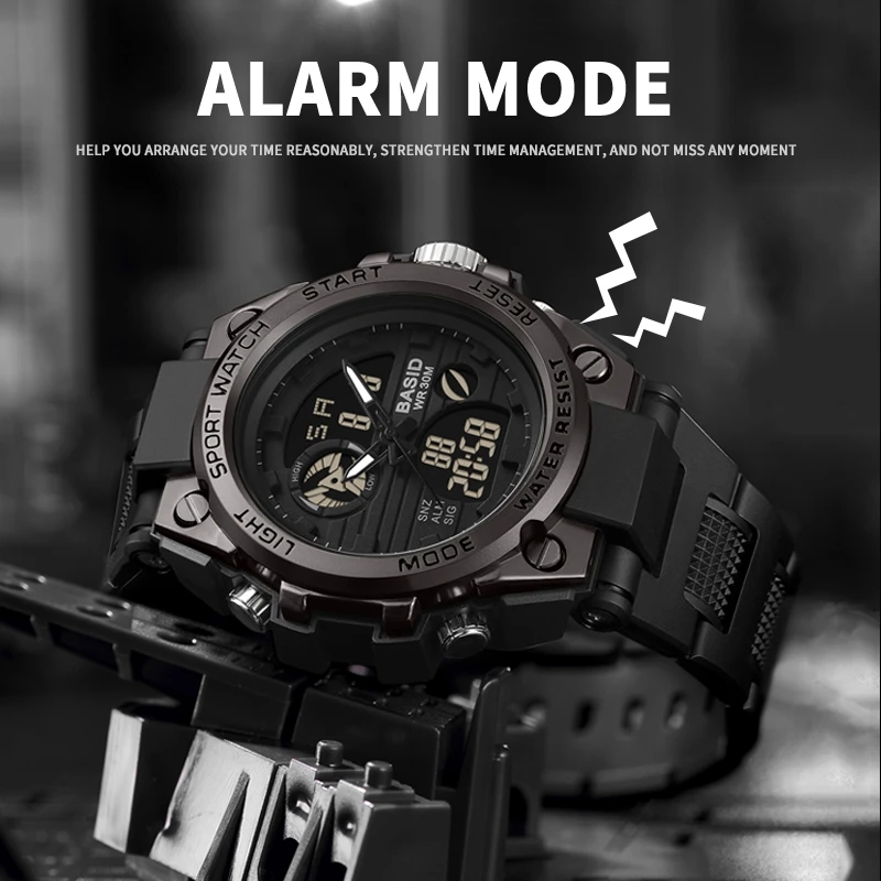 Fashion Brand Men Digital Watch Military Sports Dual Display Waterproof Electronic Wristwatch Led Multifunctional Luminous Watch