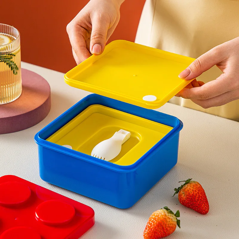 

​Bento Food Storage Container Kids And Student Outdoor Fruit Salad Storage Box Building Block Lunch Box Portable Lunch Box