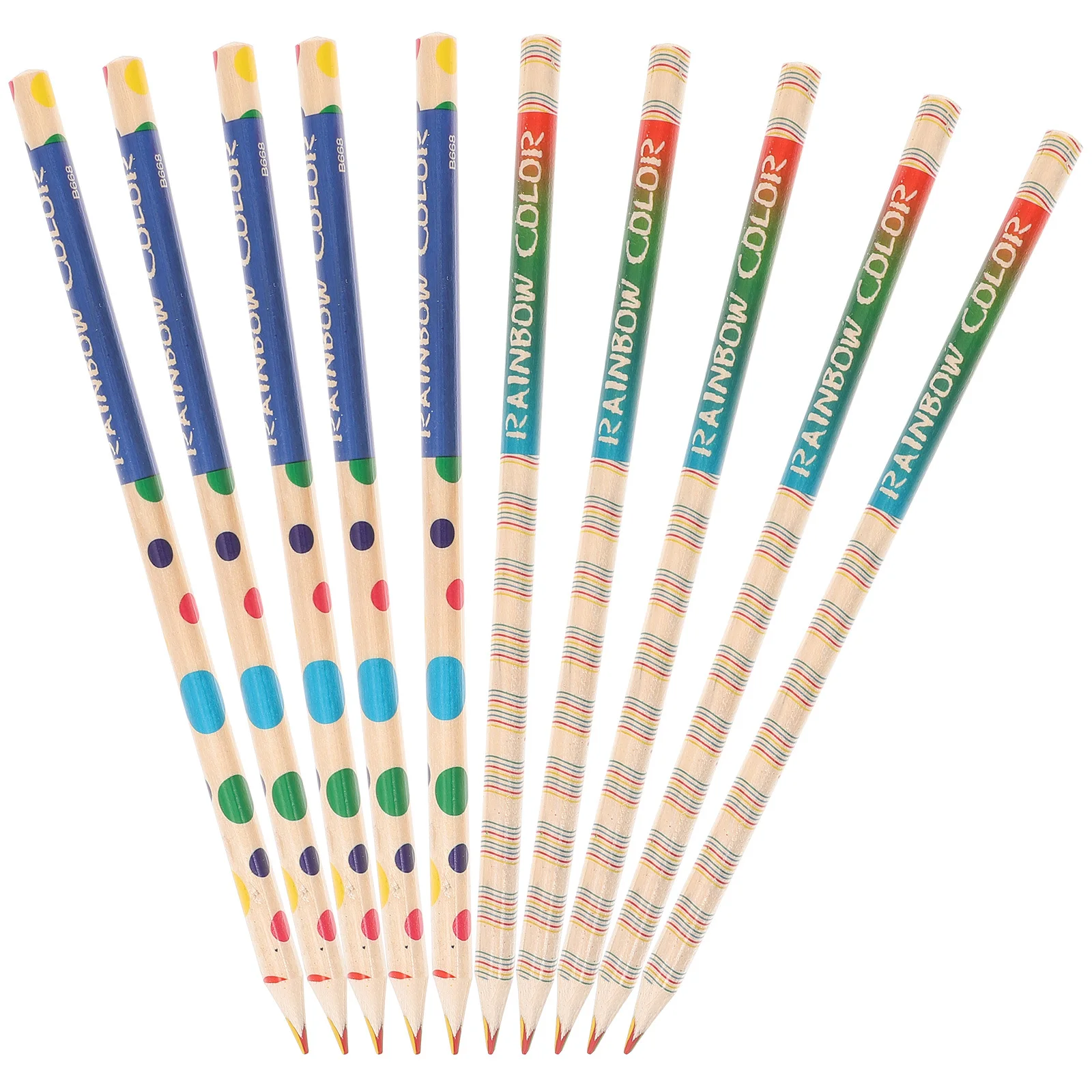 10Pcs Colored Pencils Wooden Drawing Pencils Rainbow Core Sketching Set Ergonomic Grip Art Supplies for Adults