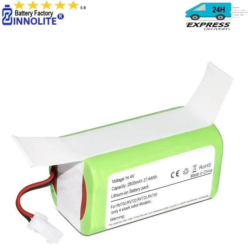 

14.4V/14.8V RVBAT700 2600mAh Li-ion Replacement Battery for Shark Ion Robot RV700 RV720 RV750 Vacuum Cleaners