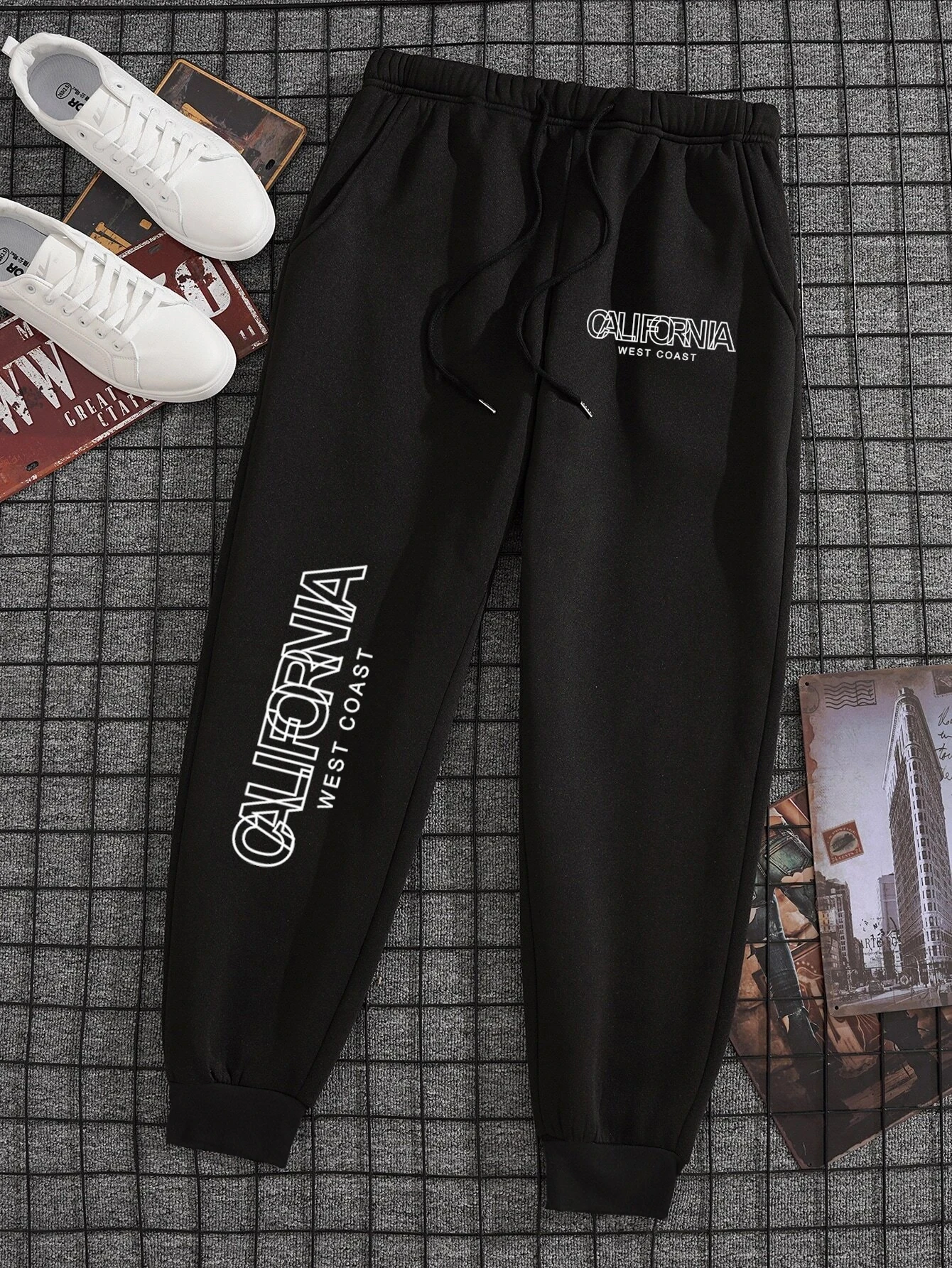 California West Coast Print Man Woman Trouser Pocket Sweat Jogger Leggings Sport Sportswear Drawstring Outdoor Sweatpants Couple