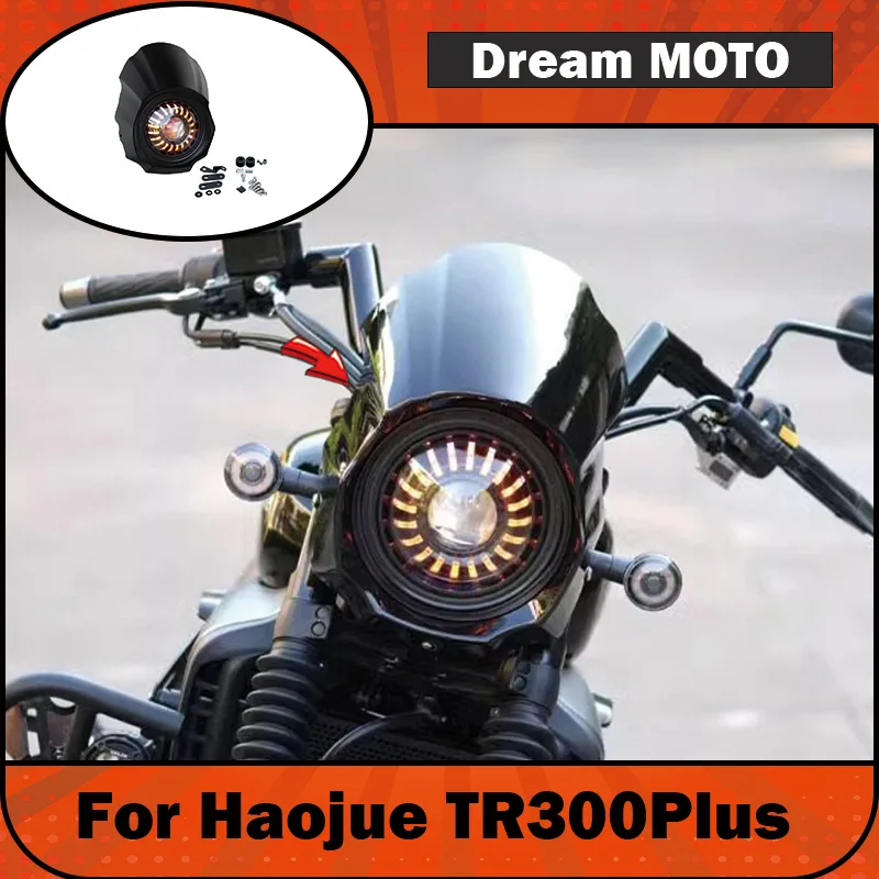 【Premium】For Haojue TR300Plus modified with 7-inch LED headlights, “pig’s head”-shaped lamp covers, chrysanthemum-shaped headlig
