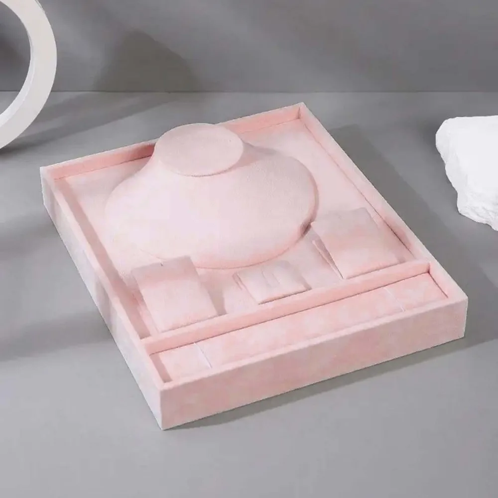 

High-end Jewelry Tray with Partitioned Texture Storage Jewelry Packaging Gift Box Exquisite Velvet Jewelry Set Display Stand