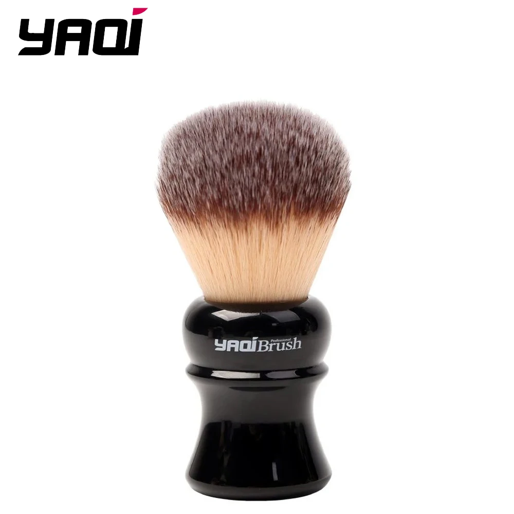 YAQI 24mm Black Handle Yellow Synthetic Hair Knot Mens Wet Shaving Brush