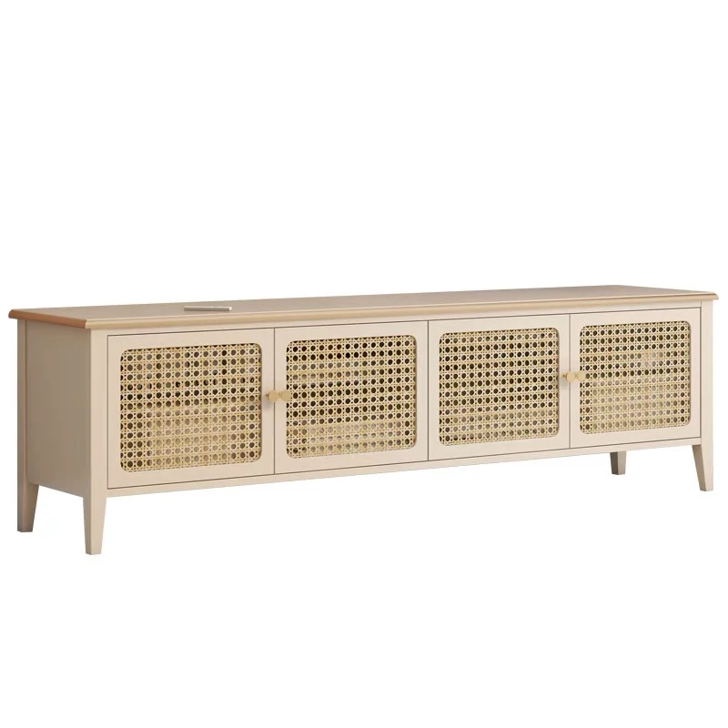 

Rattan TV cabinet coffee table combination small apartment living room Japanese furniture