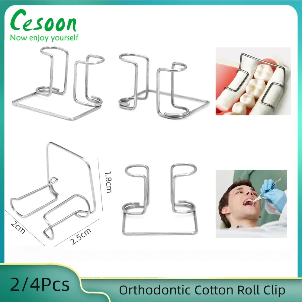 2Pcs/4Pcs Dental Cotton Roll Holder Clip Orthodontic Stainless Steel Tool Autoclavable Dentistry Cotton Roll Clip Dentist Tools