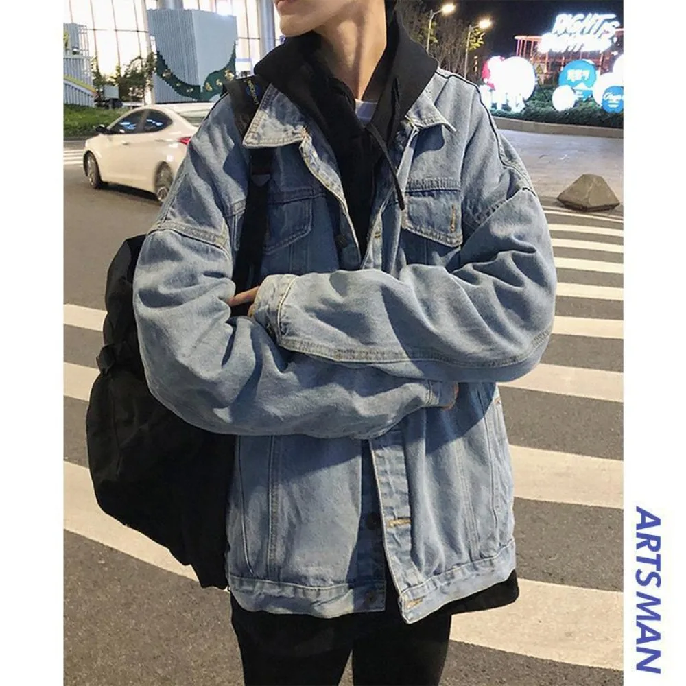 

Retro Casual Loose Denim Jackets for Men Spring Autumn Korean Fashion High Street Jacket Coats Streetwear Men Clothing