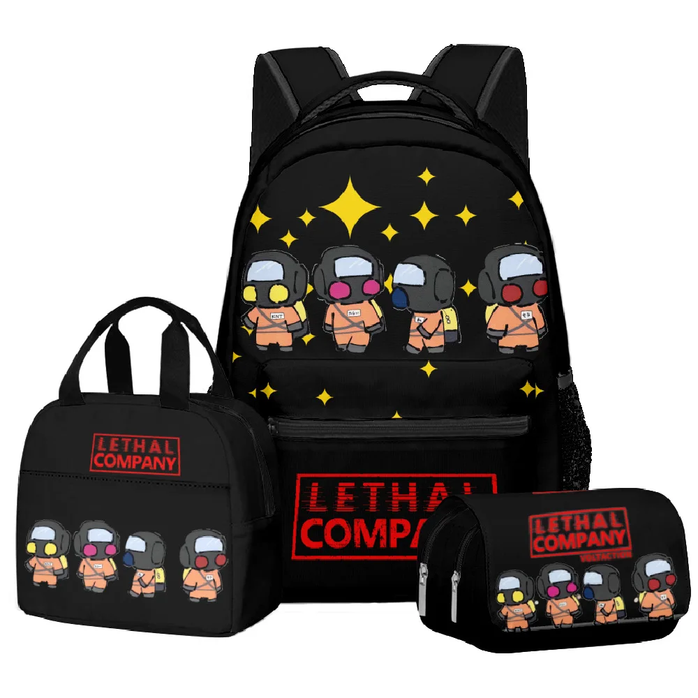 

Luxury Popular Cool Lethal Company 3D Printed 3pcs/Set Student School Bags Laptop Daypack Backpack Lunch bag Pencil Case