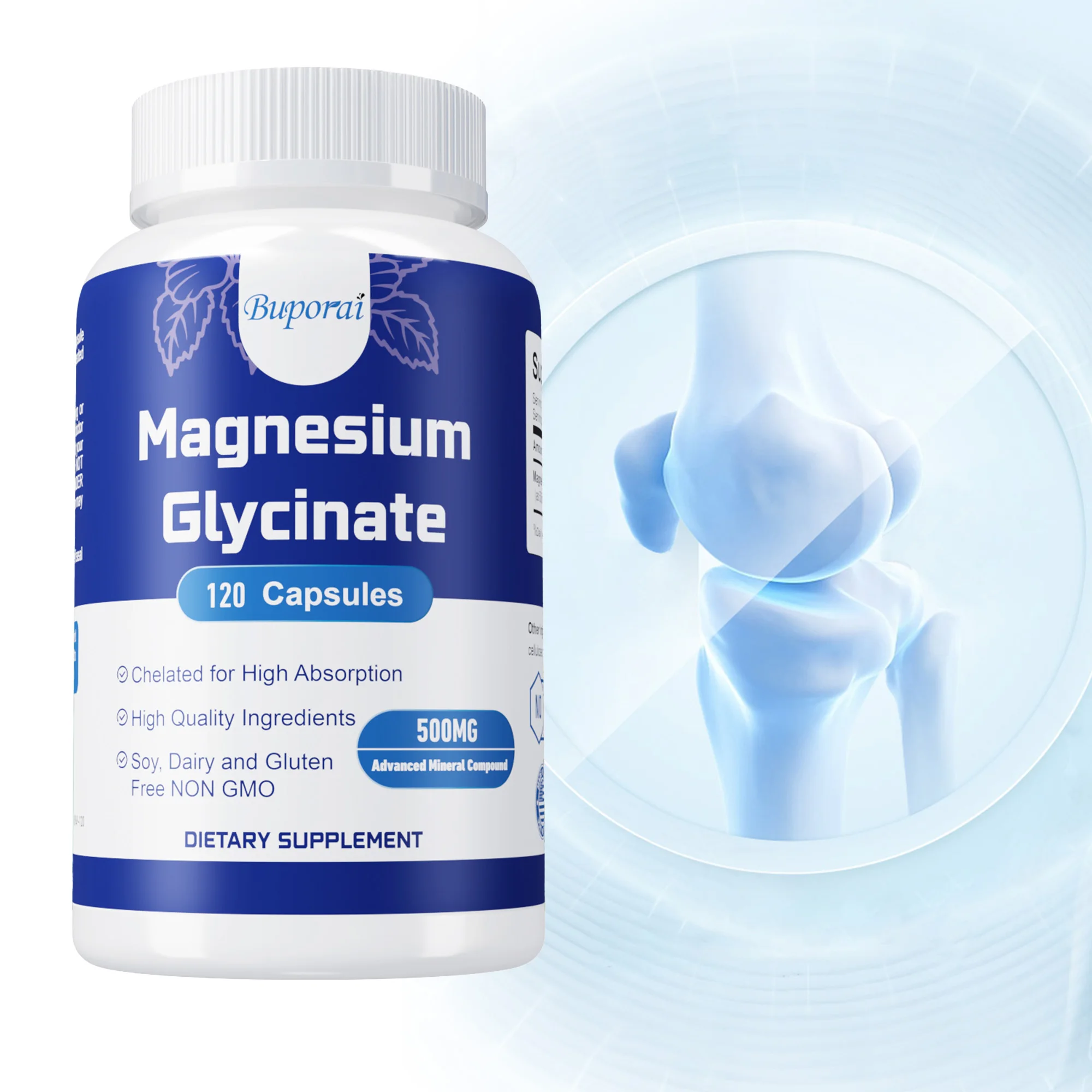 

Magnesium Glycinate Capsules - Supports Bone, Heart & Muscle Health, Stress & Anxiety Relief, Promote Sleep Quality, Non-GMO