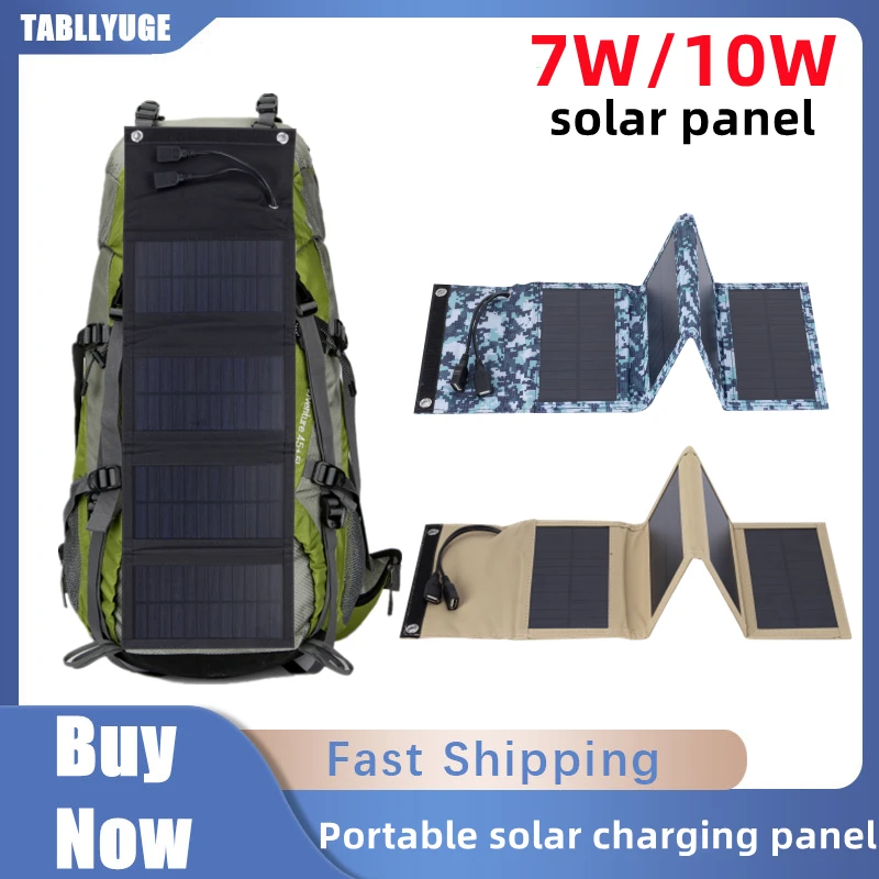 

Solar panel 5V 2USB Portable Foldable Waterproof For cell phone power bank 7 10W Battery Charger outdoor camping tourism Fishing