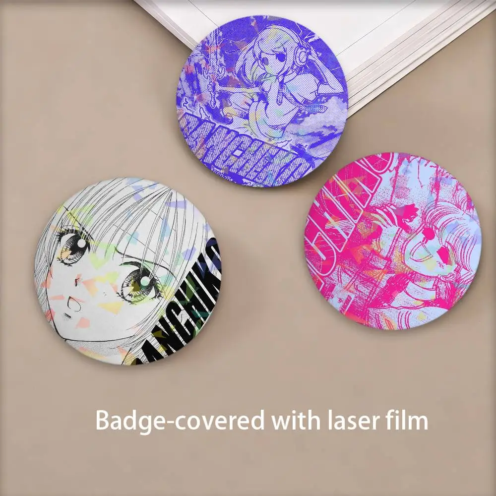 Fashion EN Band P-Panchiko Round Badge Lapel Pins for Backpacks Briefcase Laser Brooch Clothes Gifts