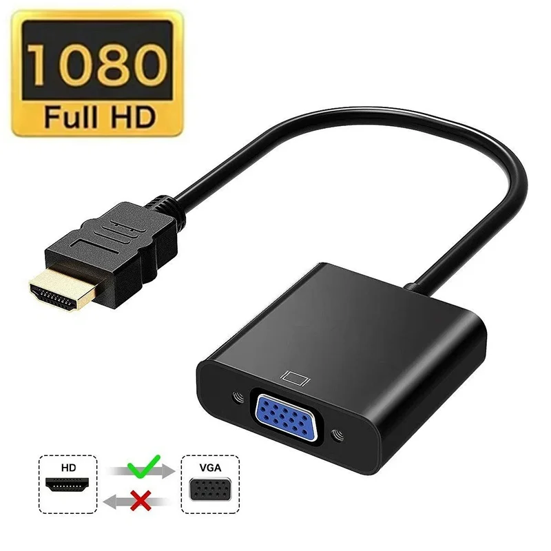 HDTV To VGA Adapter Cable Male To Female Converter For Laptop PC Projector Monitor Plug And Play Design Office Classroom Display