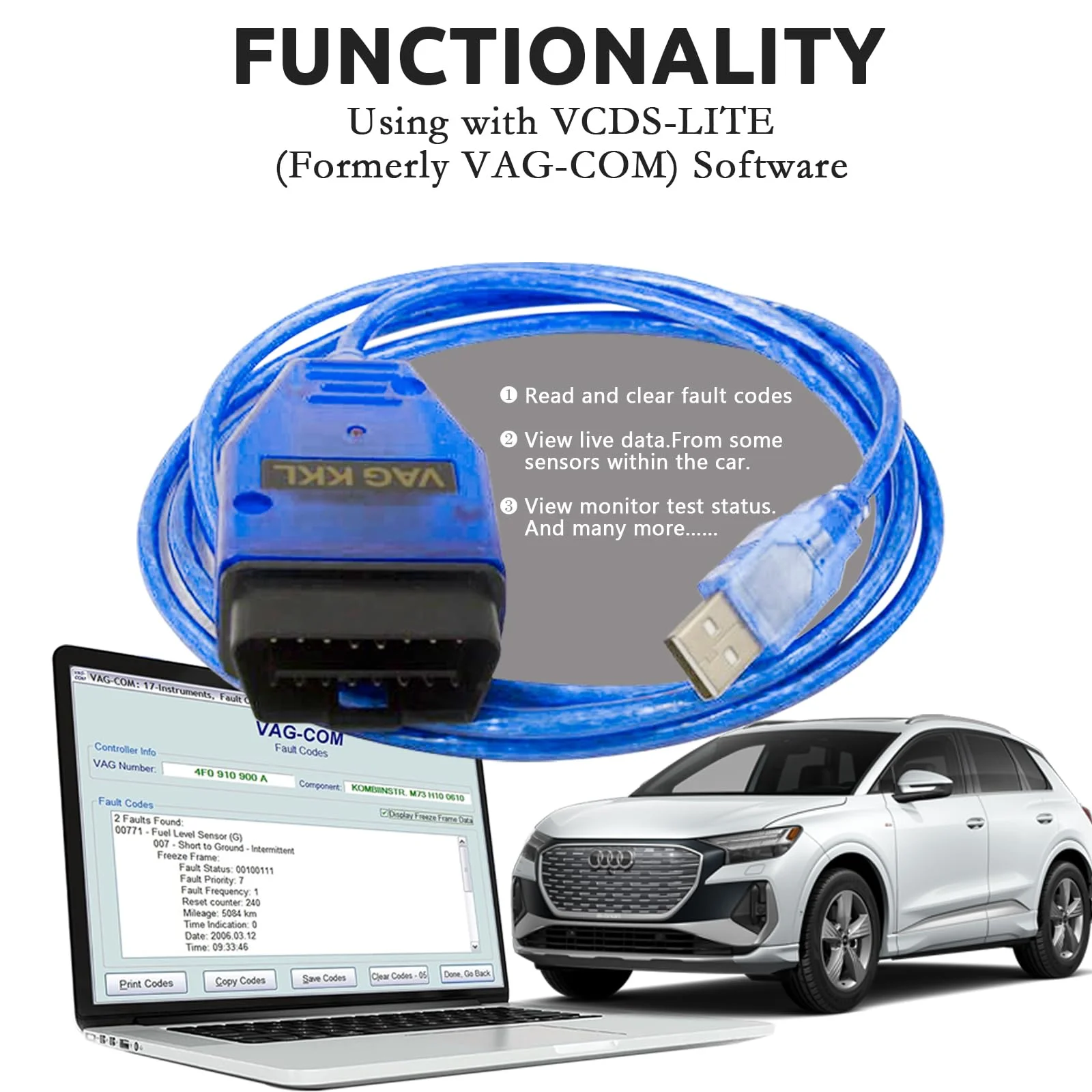 VAG KKL 409.1 FTDI FT232RL Chip Scanner Tool OBD2 Diagnostic Cables with USB Interface Auto Scanner for Multi-brand Cars Newest