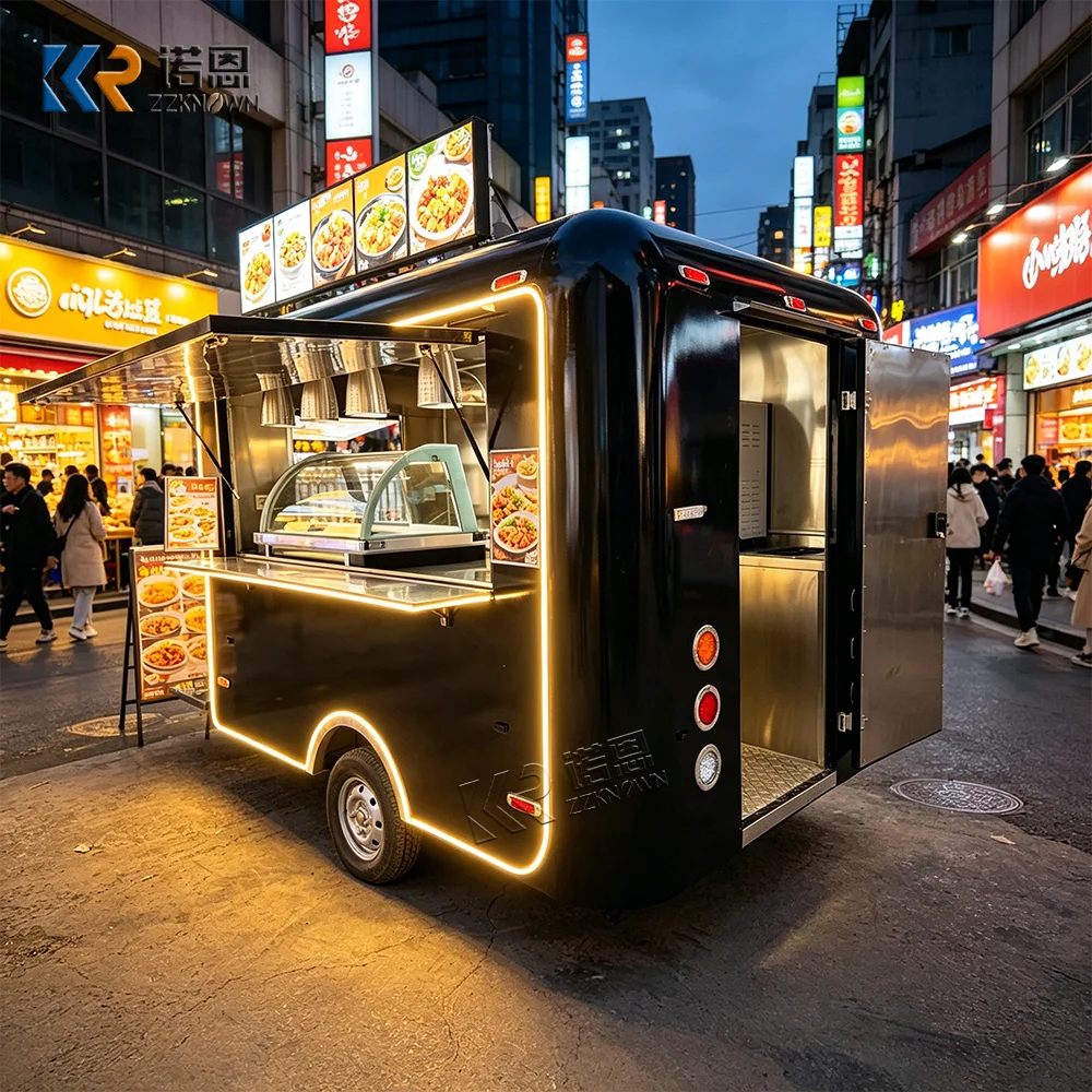 

Stainless Steel Food Truck Mobile Kitchen Trailer Catering Truck Coffee Ice Cream BBQ Burger Custom Pizza Trailer For Sale