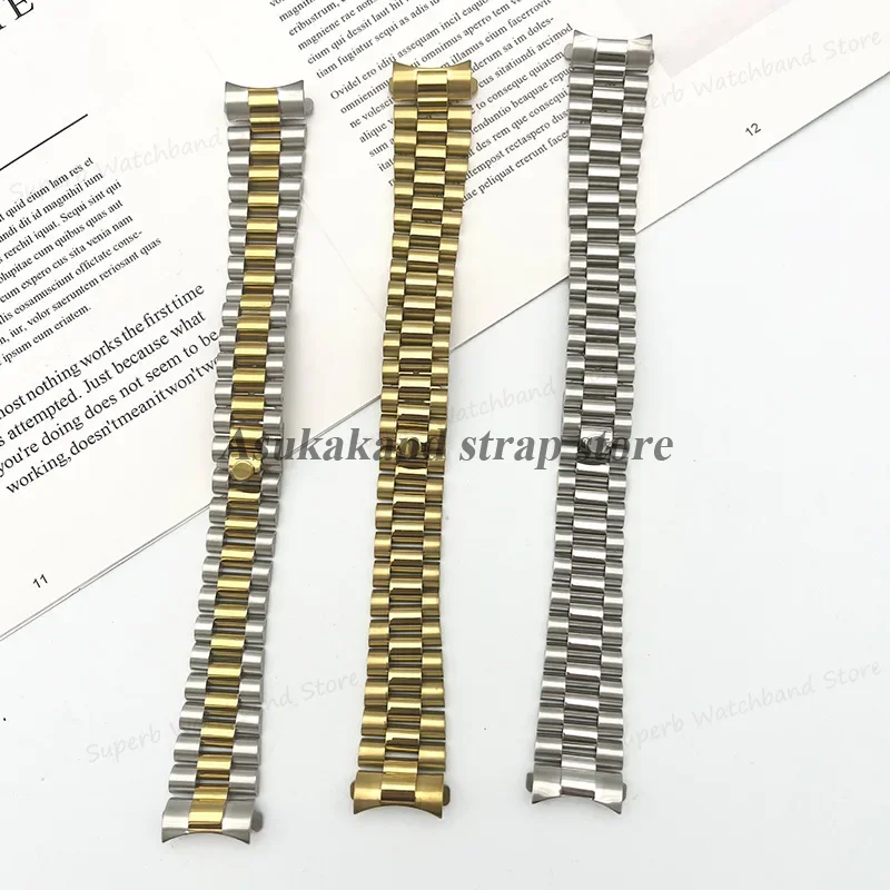 20 مللي متر منحني نهاية الفولاذ المقاوم للصدأ حزام الساعات ل رولكس ل أويستر الأبدي للطي مشبك سوار للمياه شبح الرجال فرقة معدنية