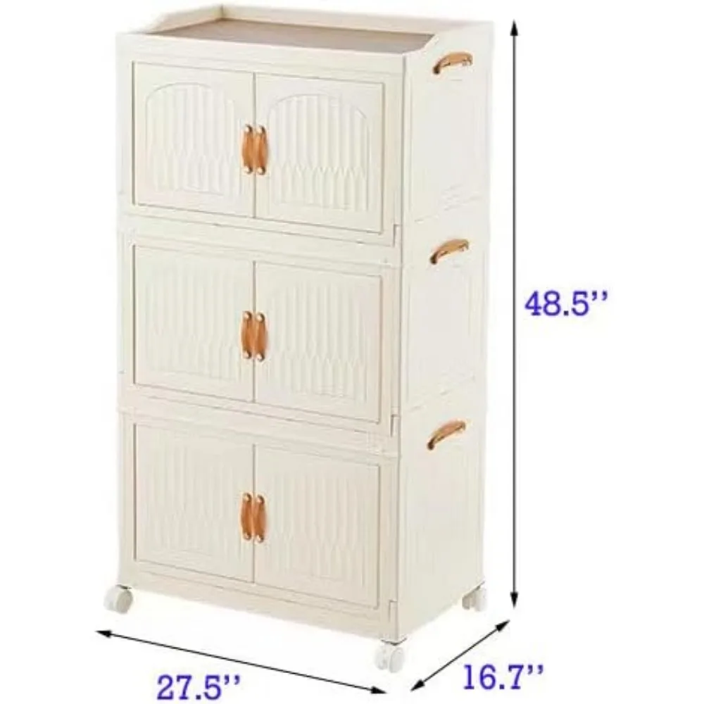 Stackable Plastic Collapsible Storage Bins with Lids Large Tea Table Side Table Nightssland CBar Microwave Stand (29Gal 3Pack)