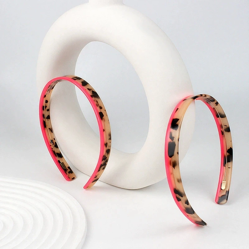 

New Two-tone Acetate Headband 1.5cm Wide Tortoiseshell Color Hairband Hand-made Hair Accessories for Women