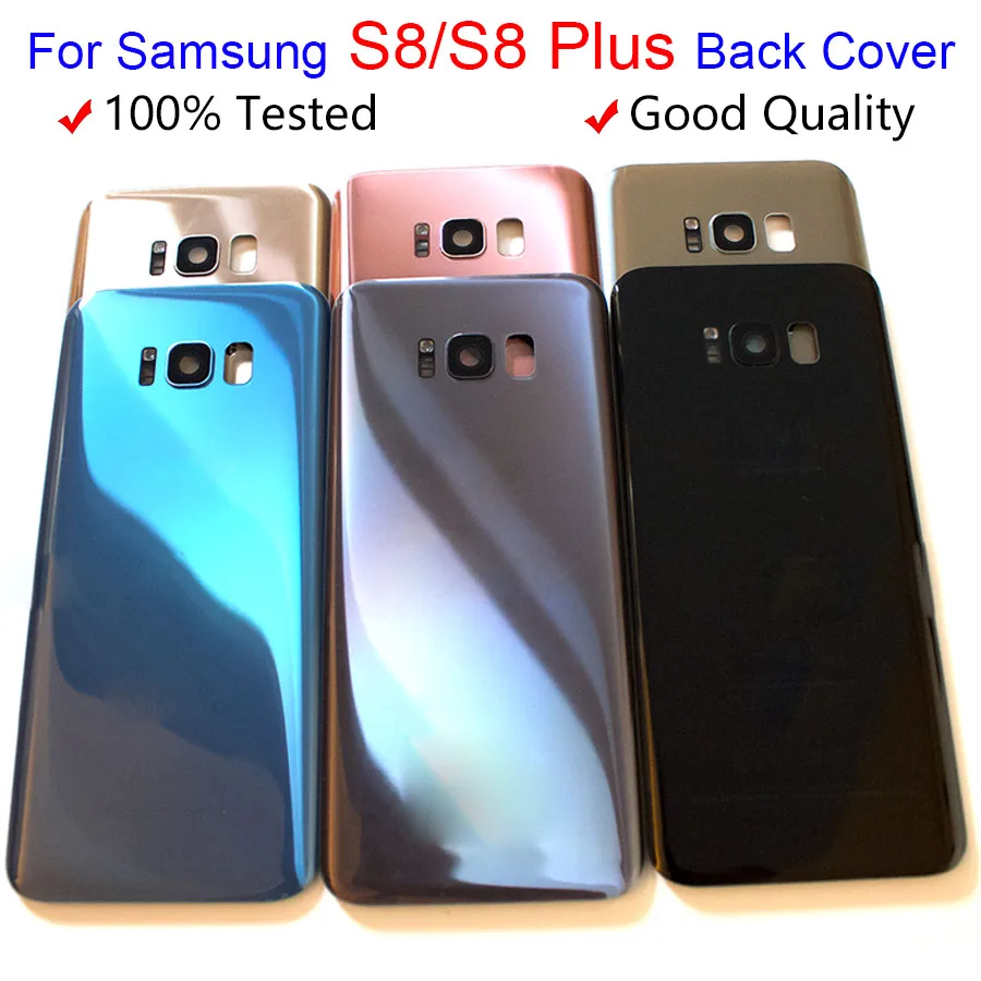 With Lens Battery Cover For New  S8 G950 G950F G950FD For New S8 Plus S8+ G955 G955F G955FD Back Rear Glass Case