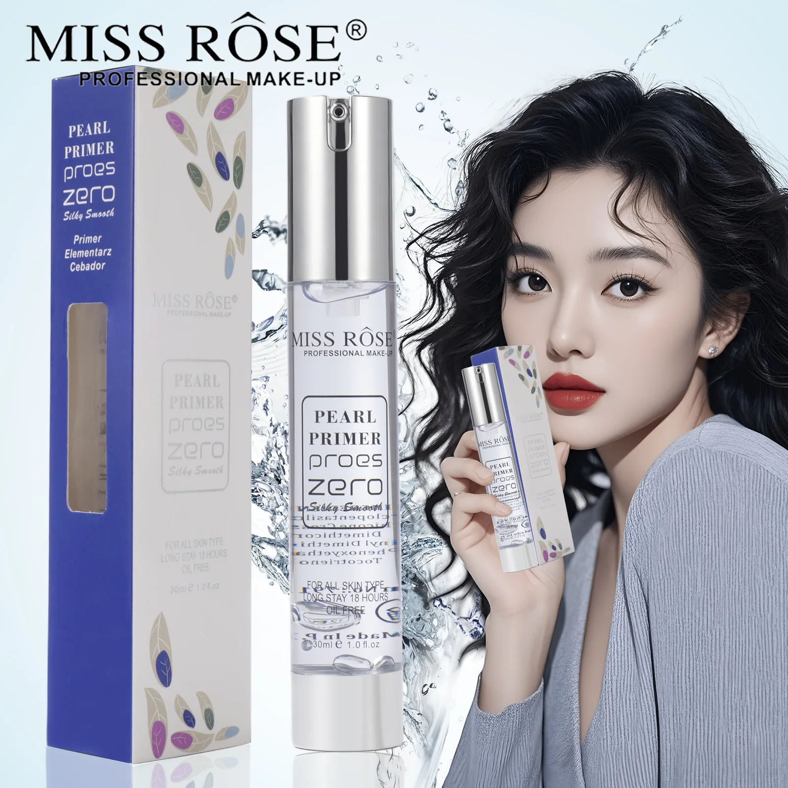 Prebase de Maquillaje MISS ROSE, Transparente, Ligera, de Larga Duración, Crema Aislante de Fácil Aplicación, Oculta Poros, Hidratante, Base de Maquillaje Facial