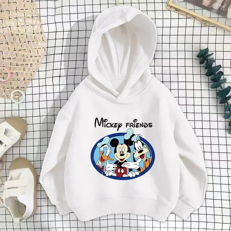 Wiosna Cartoon bluza z kapturem odzież dla dzieci chłopiec dziewczyna dziecko maluch Disney Minnie Mickey Mouse śliczne dzieci bluza z długim rękawem