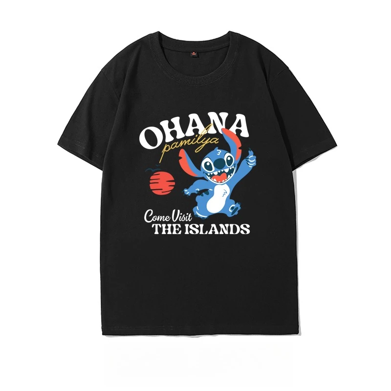 

Женская и парная летняя новая модная футболка с короткими рукавами и принтом Disney Star Baby Stitch, одежда для пар с короткими рукавами