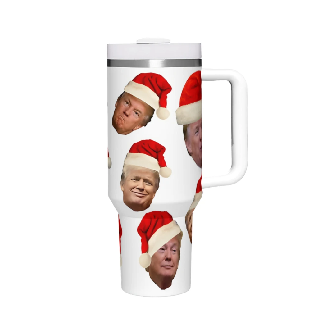 

Trump Christmas 40 Oz Ultimate Tumbler with Handle and Vacuum Insulated Tumbler with Straw and Lid Stainless Steel Travel Mug