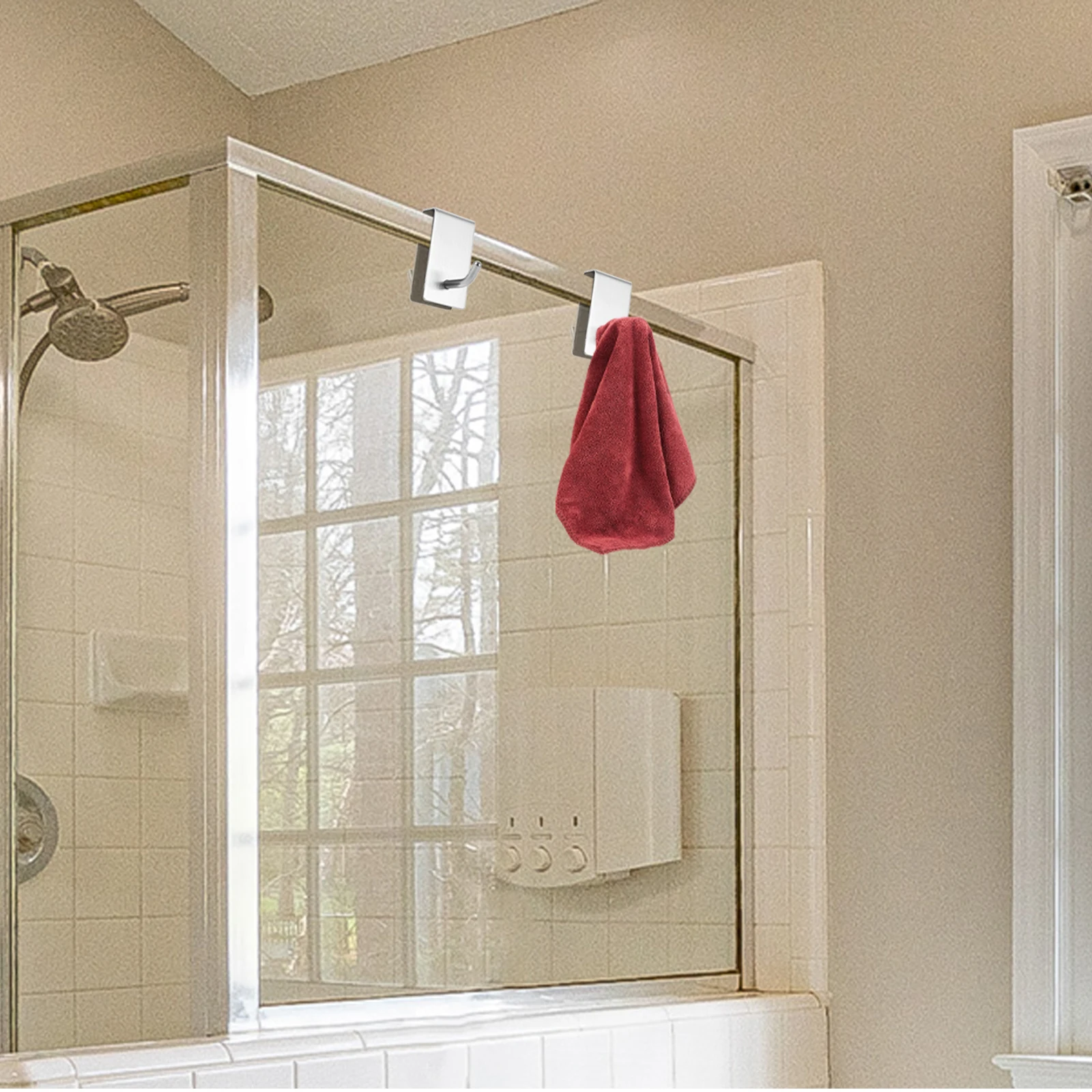 

Bathroom Glass Door Hooks Hanger For Hats Towel Over Door Clothes Rack Detachable Heavy Duty Storage Kitchen Bedroom Office