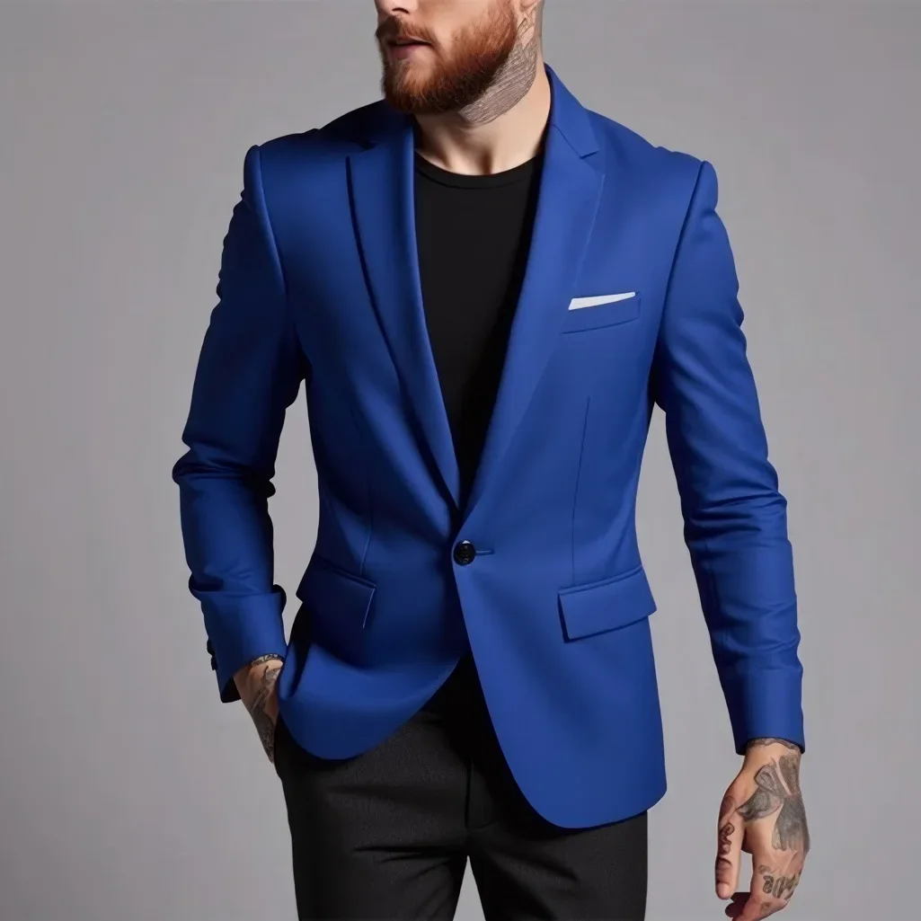 Männer Anzug Business Jacken Dünne Slim Fit Männliche Kleid Blazer Mantel Frühling Herbst Einfache Breasted Hübscher Gentleman Vintage Casual – Detail 11