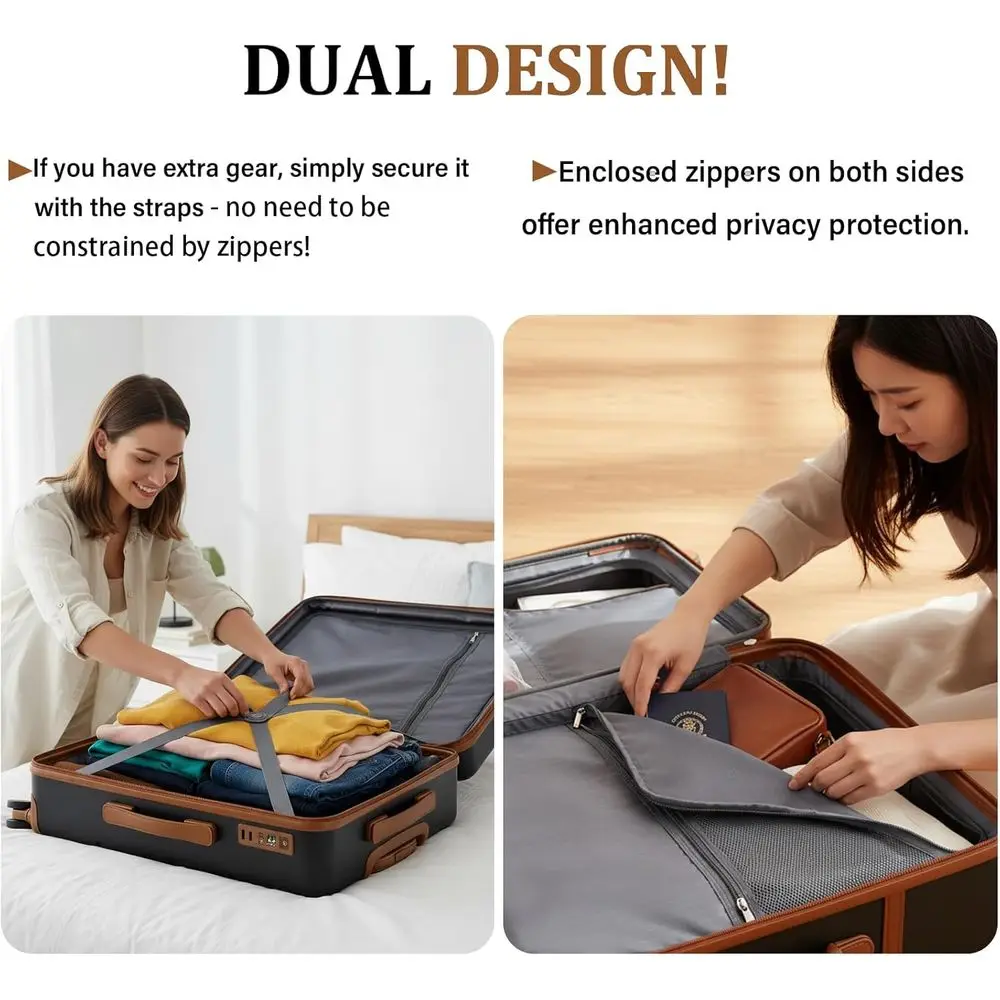 Conjunto de bagagem rígida de 2 peças com rodas, trava TSA, malas impermeáveis de 20/24 polegadas para viagens