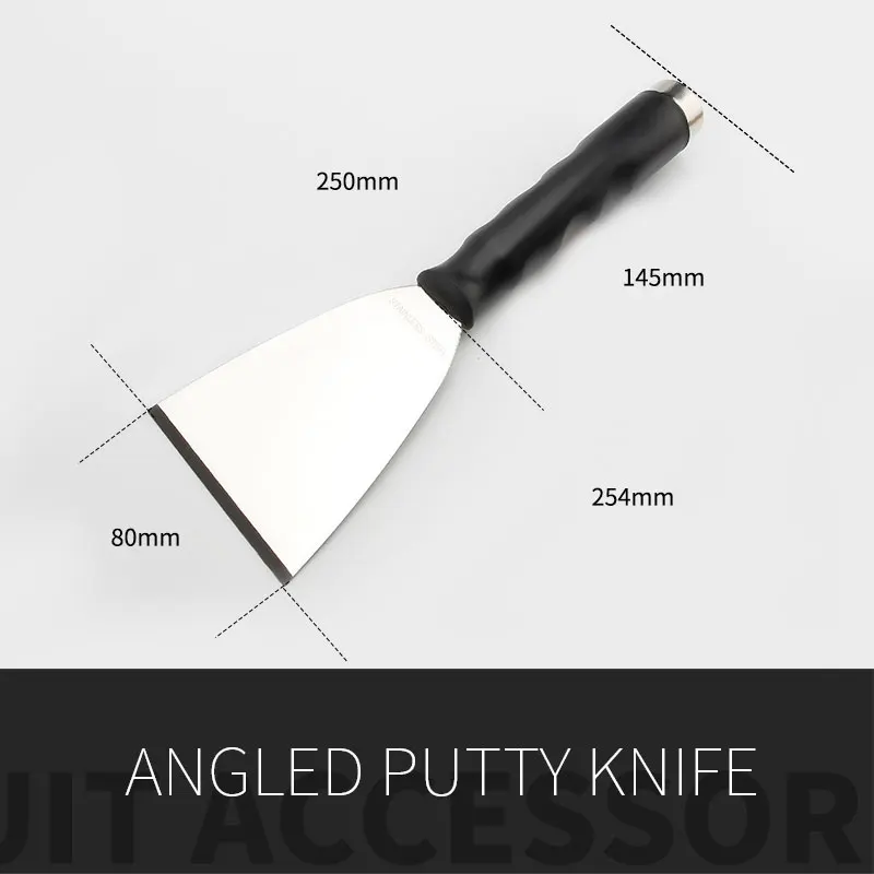 High Quality 1Pcs Stainless Steel Oblique Blade Scraper 250mm Length Putty Knife with Plastic Handle