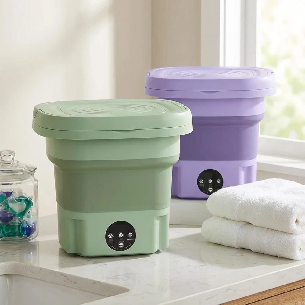 8L Folding Mini Washing Machine Portable Small Collapsible Washing Machine for Small Clothes Lightweight Compact Travel Laundry