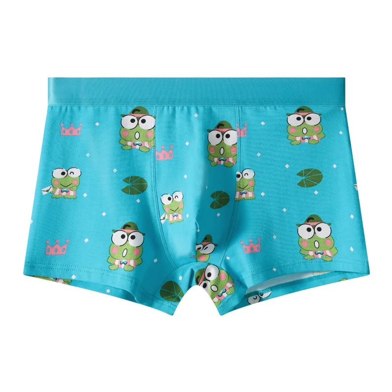 Men's Cotton Boxer Shorts Cute Frog Print Breathable Comfortable Cartoon Underwear For Young Guys