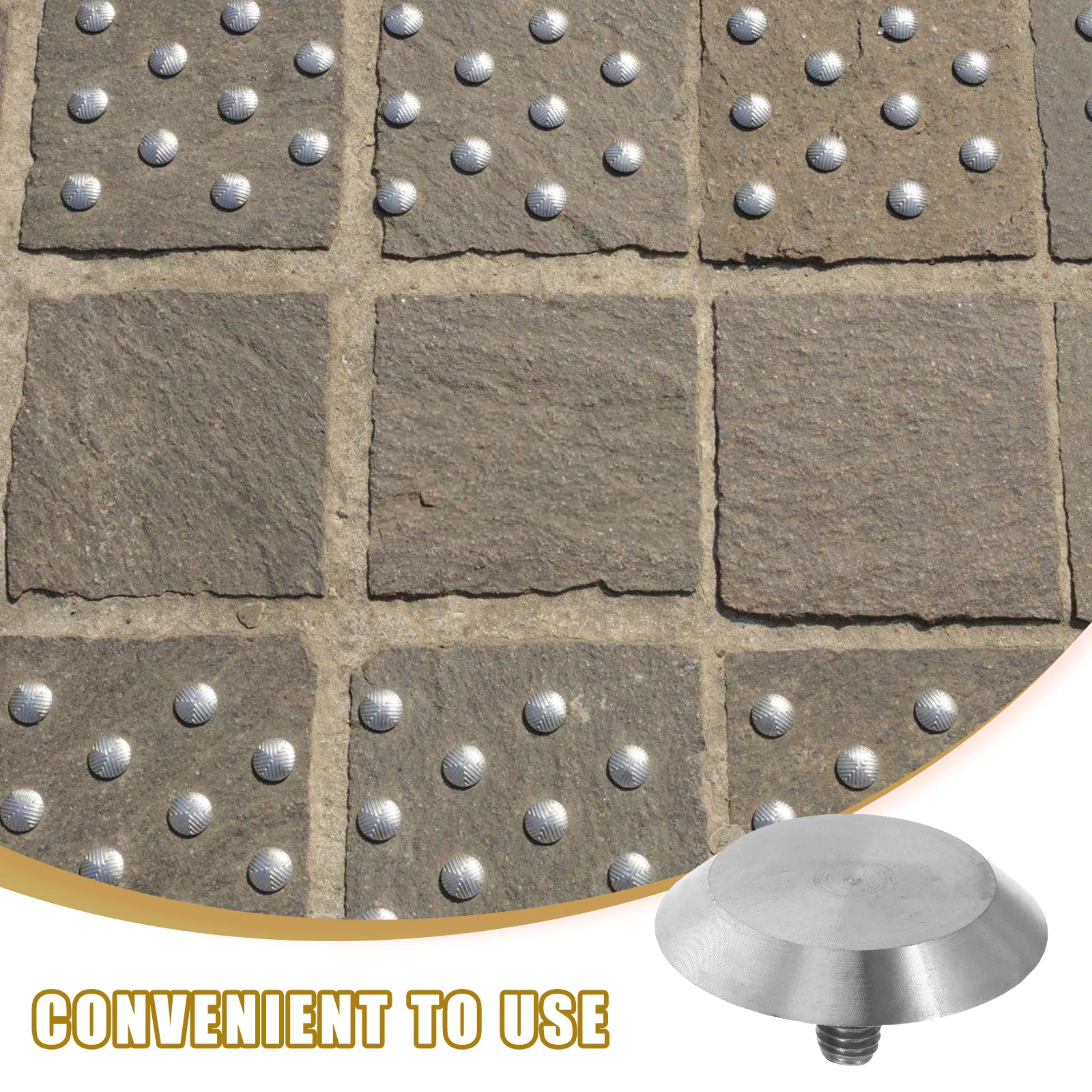 10Pcs Tactile Sensory Studs Stainless Steel Round Design for Visually Impaired Guidance on Walkways Pavement Blind Path Markers