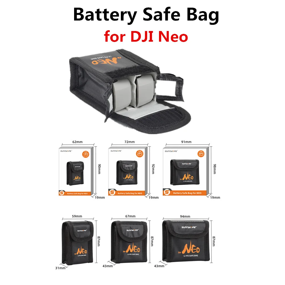 Drone Flight Battery Safe Bag for DJI NEO Protective Case Lithium Battery Safe Explosion-proof Bag for Neo Accessories