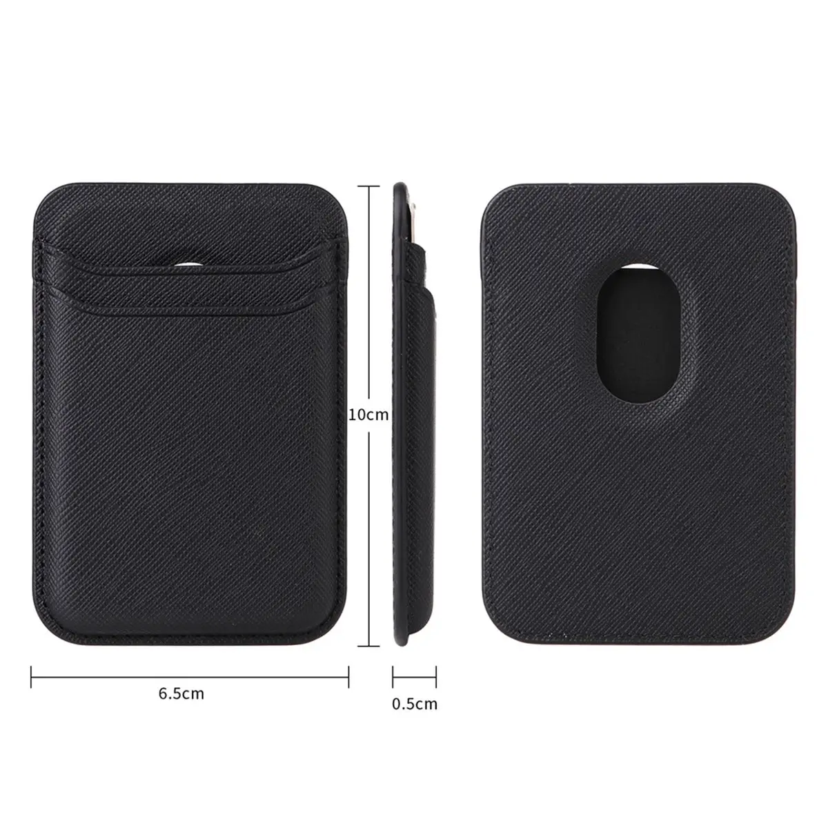 Strong Magnetic Leather Card Holder Wallet for , Dual Card Slots, PU Leather Slim Back Case Pouch,Retro Card Bag