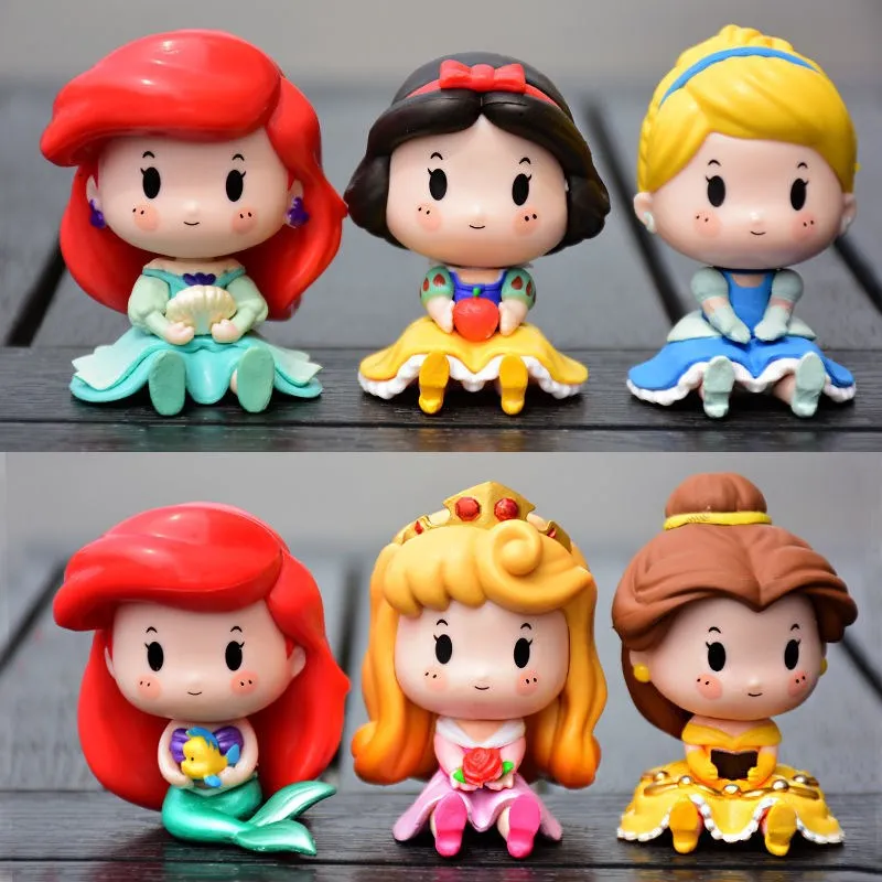 

Q-версия сидящая принцесса слепая коробка игрушки Золушка Русалка Дисней Спящая красавица Белоснежка фигурки настольные украшения подарки