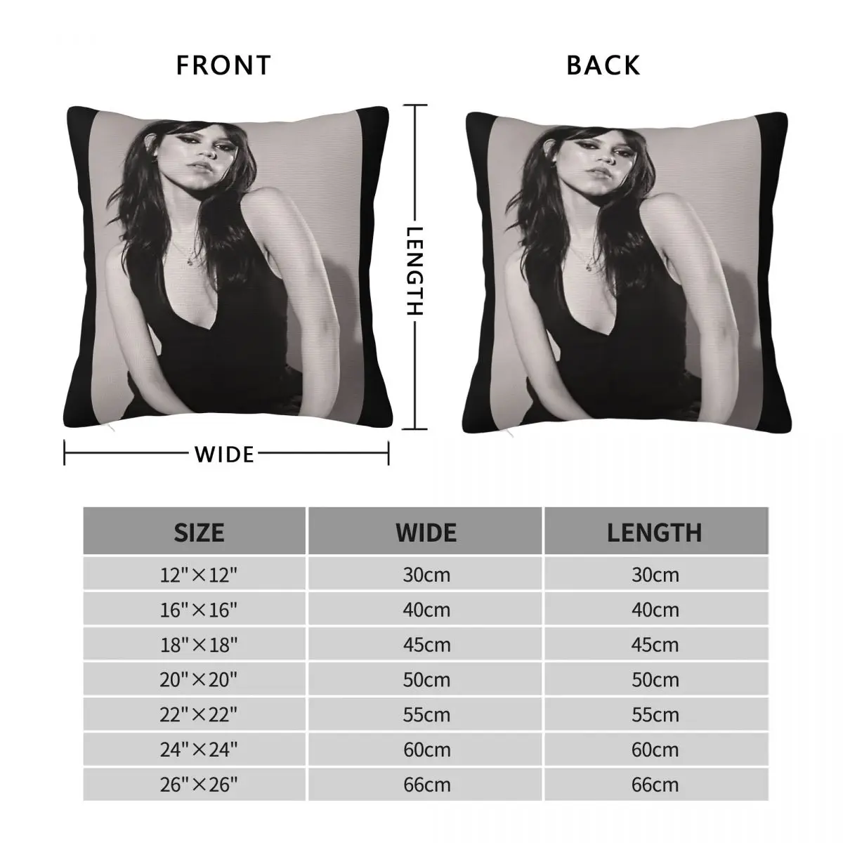 Jenna Ortega Actress Square Pillowcase Polyester Linen Velvet Creative Zip Decor Pillow Case Sofa Seater Cushion Cover