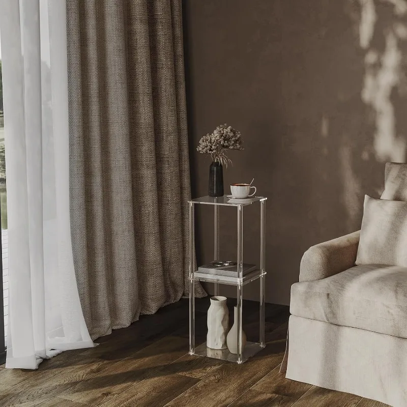 

Acrylic Square Small Side Table Transparent Coffee Table Modern Simple Bedroom Nightstand Living Room Decorative Furniture