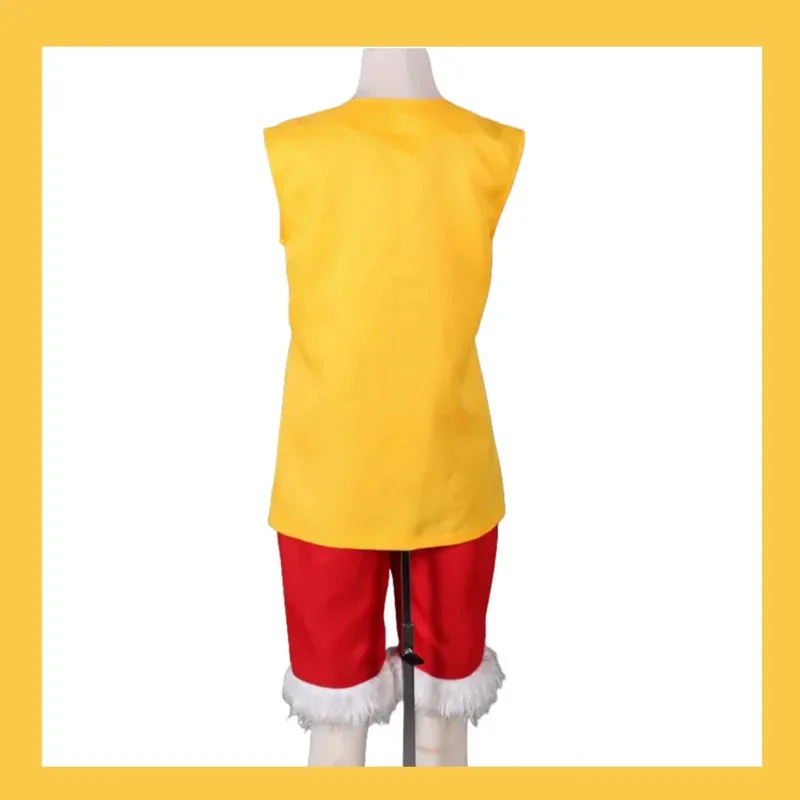 Anime Monkey D. Luffy Cosplay Costume Straw Hat Boy Two Years Ago Yellow Vest Coat Shorts Uniform Man Woman Halloween Suitc;6,r'