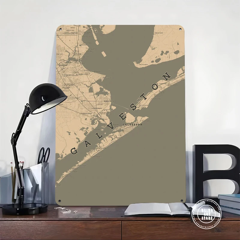 Galveston Texas Metal Poster Customized Wall Art Retro Vintage Tinplate Signs for Decoration Garage Decorations Room Ornaments