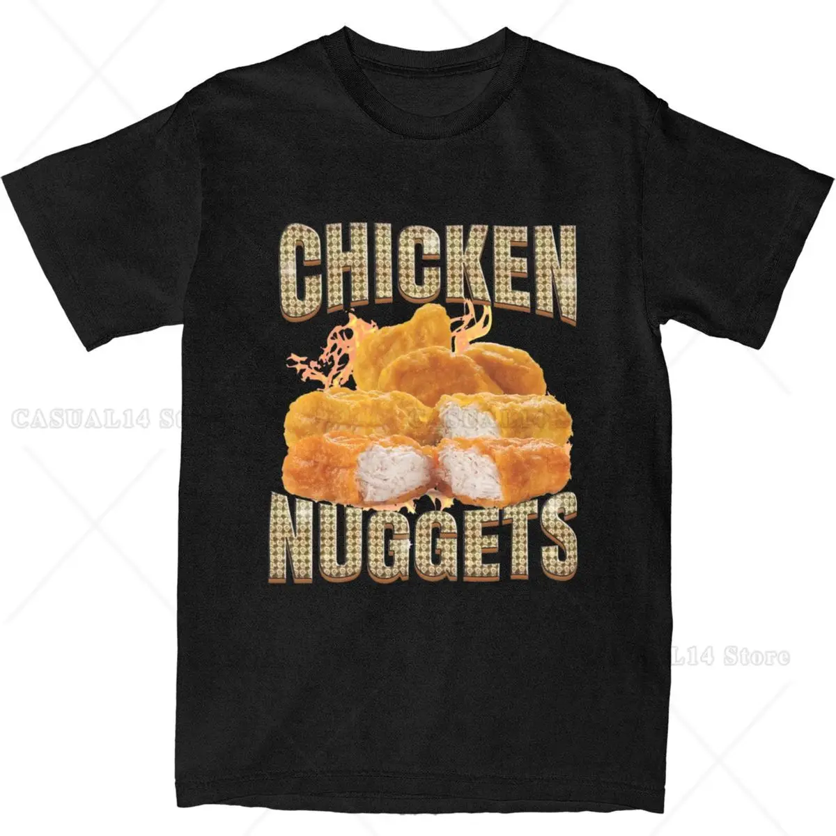 Humor Funny Chicken Nuggets Lovers T-Shirts Men Women 100% Cotton Humor Junk Food Tees Shirt Birthday Present Clothes