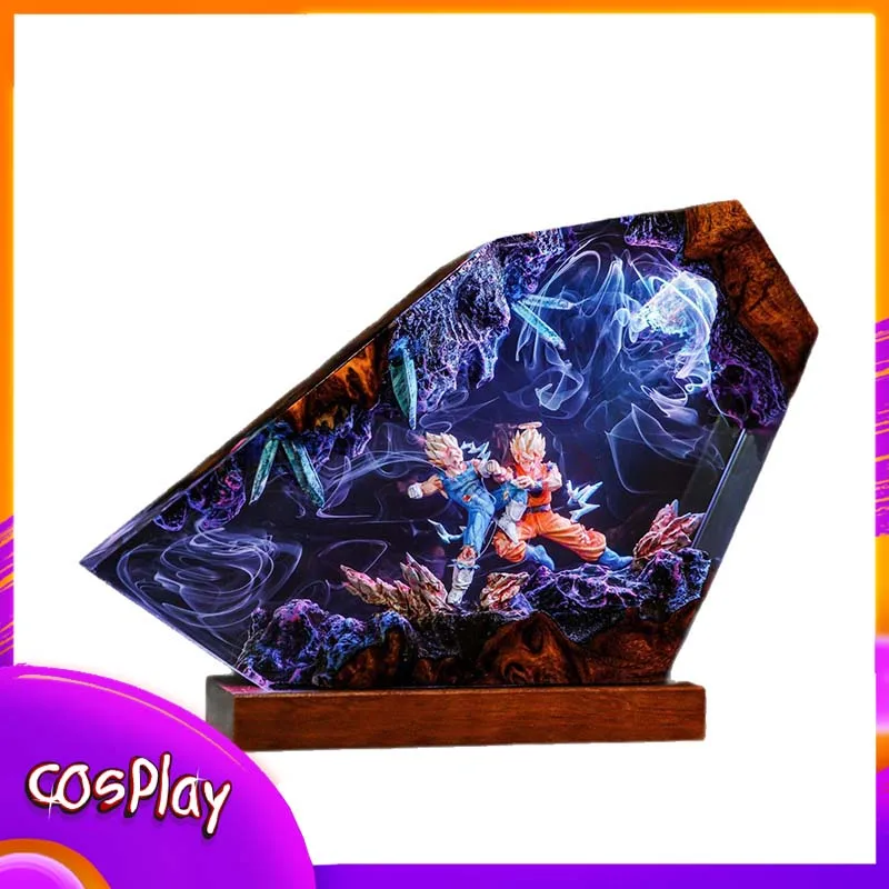

Dragon Ball Goku Bejīta Figure Modle Toy Cartoon Night Light Wooden Base Desktop Decorative Ornament Home Atmosphere Lamp Gift