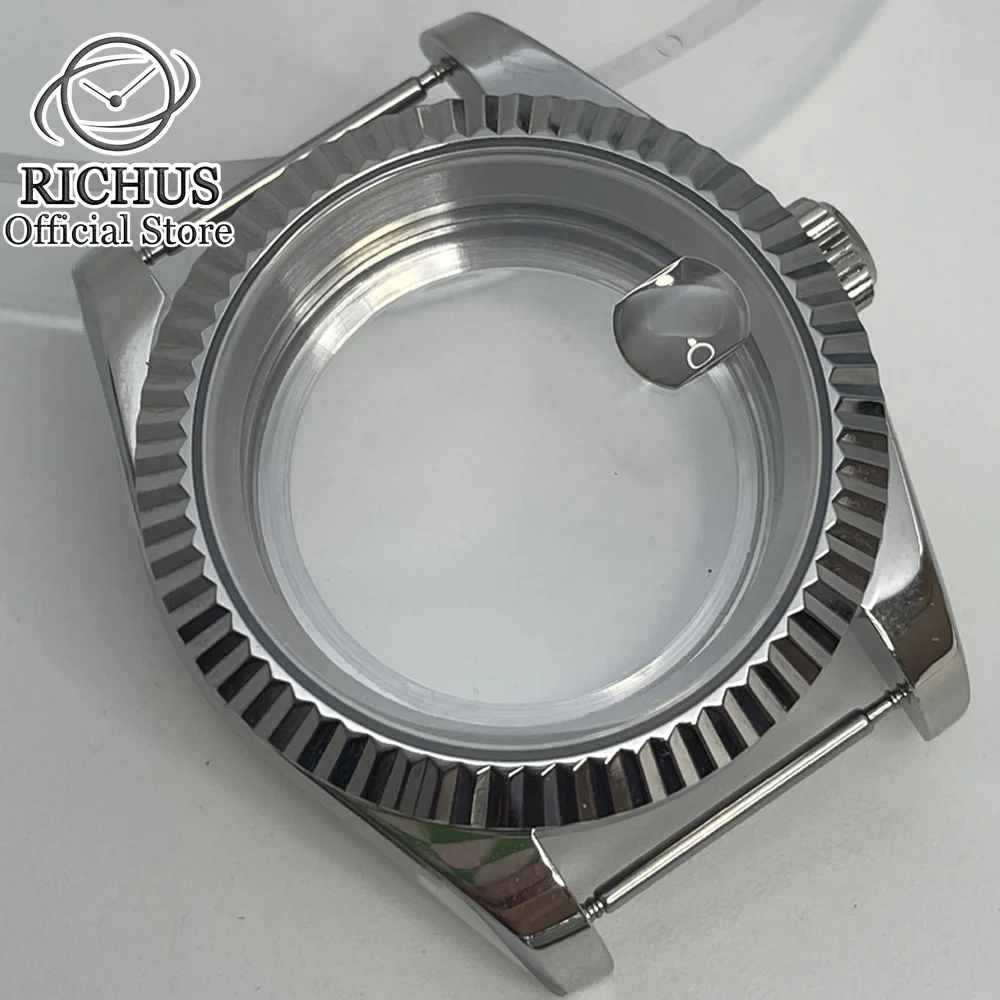 36mm/40mm silver polish Alveolar watch case sapphire Glass fit NH35NH36 NH34 ETA2824 2836 Miyota8215 PT5000 DG2813 3804 movement