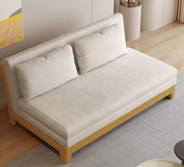 Sofá cama plegable de madera maciza, cama retráctil multifuncional de doble uso, banco de dibujo para sala de estar sin pasamanos, novedad de 2023