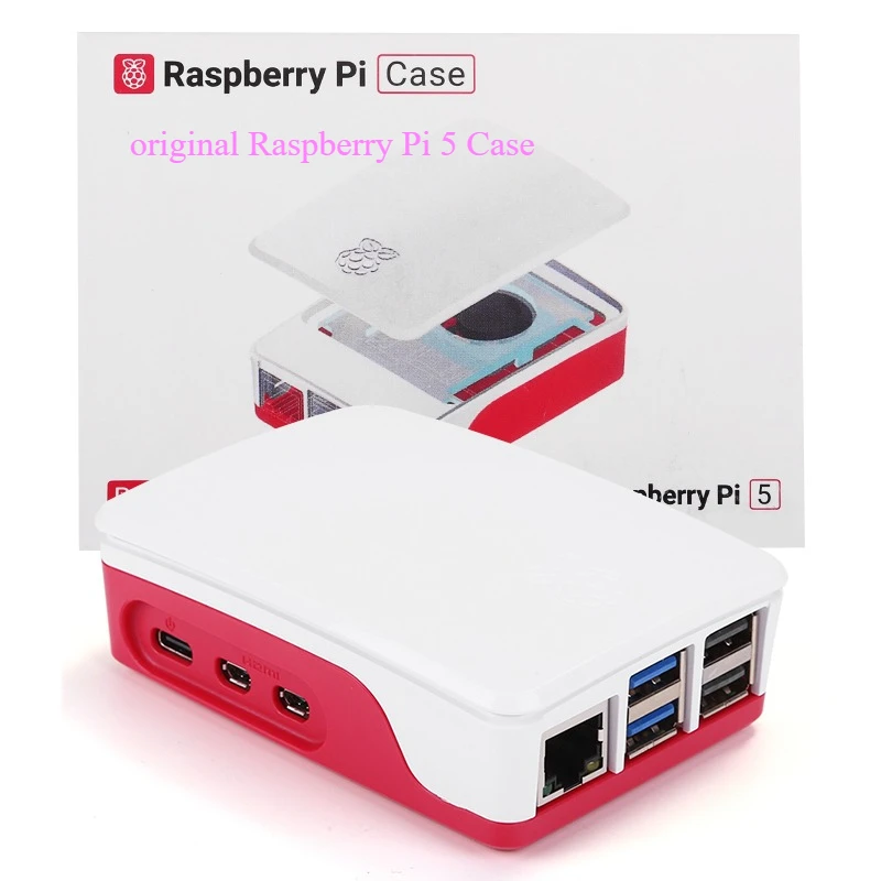 

НОВЫЙ официальный чехол Raspberry Pi, красный, белый, защитный чехол из АБС-пластика с вентиляторами радиатора для Raspberry Pi 5