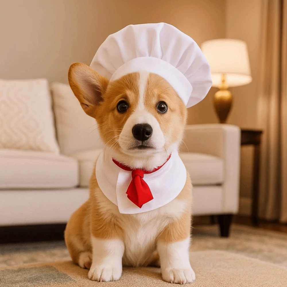 

Pet Accessories Cute Pet Cooking King Hat Comfortable Stylish Cat Transformation Dress Adjustable Chef Hat Set Pet Fashion Show