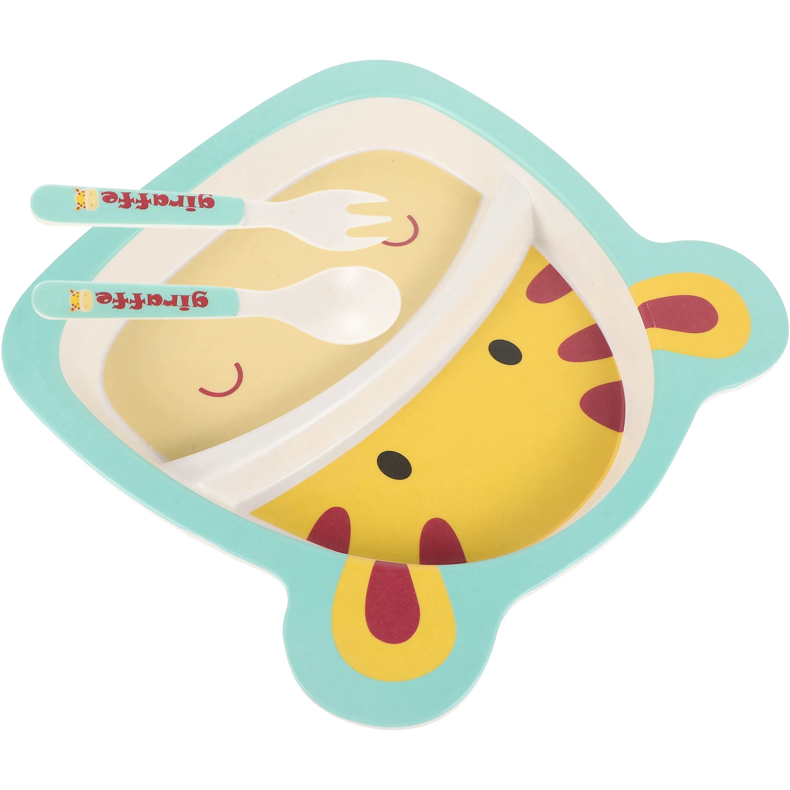 

Bamboo Fiber Children Tableware Cartoon Kid Plate Durable Toddler Meal Prep Divided Sections Baby Plates Giraffe Design Easy
