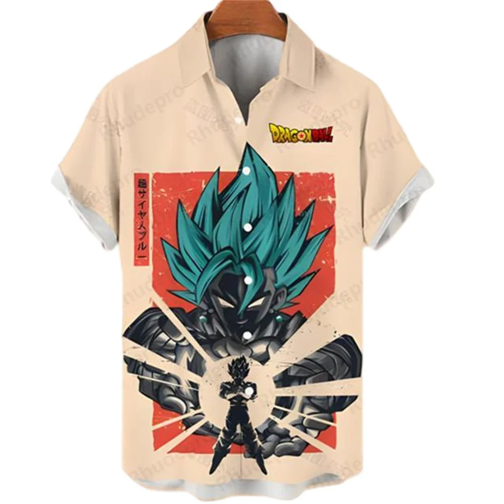 Sommer Herren Goku Casual Super Saiyan Shirt Dragon Ball Shirt Herren Anime Kleidung Mode Hawaiianisch Kakarot Vegeta