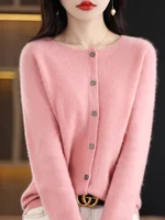 Women Cashmere Sweater 100% Merino Wool Knitted Cardigan Autumn Winter  Knitwear O-Neck Female  Solid Color Casual Fashion Top - Image 5