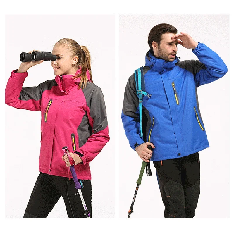 3 In 1 Windproof Waterproof Climbing Clothing Winter Thick Warm Two-Piece Set Men Women Coat Camping Hiking Trekking Jackets